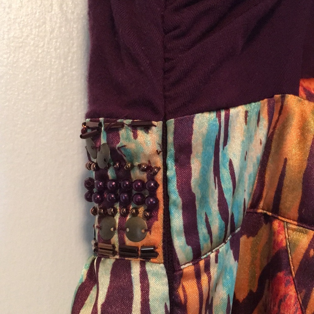 Arden B Purple Multicolor Printed Halter Dress - Picture 7 of 7